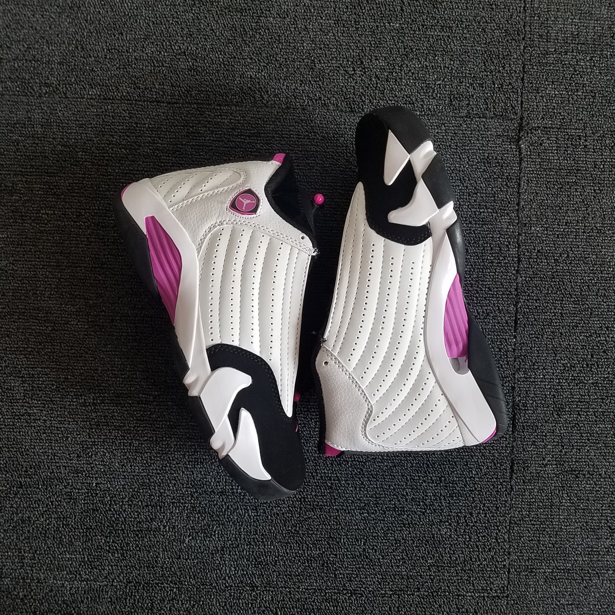 Women Air Jordan 14 Retro White Pink Black Shoes
